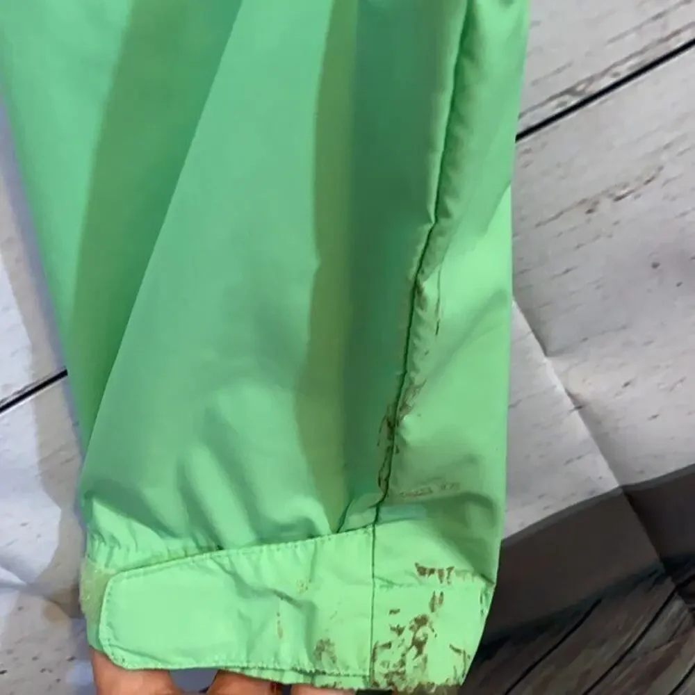 Columbia Youth Jacket Girls‎ YXL Green Nylon Zip windbreaker PAINT STAIN
